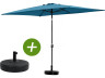 Ombrellone da giardino "Sol 2" - Rettangolo - 2 x 3 m - Blu + base per ombrellone inclusa