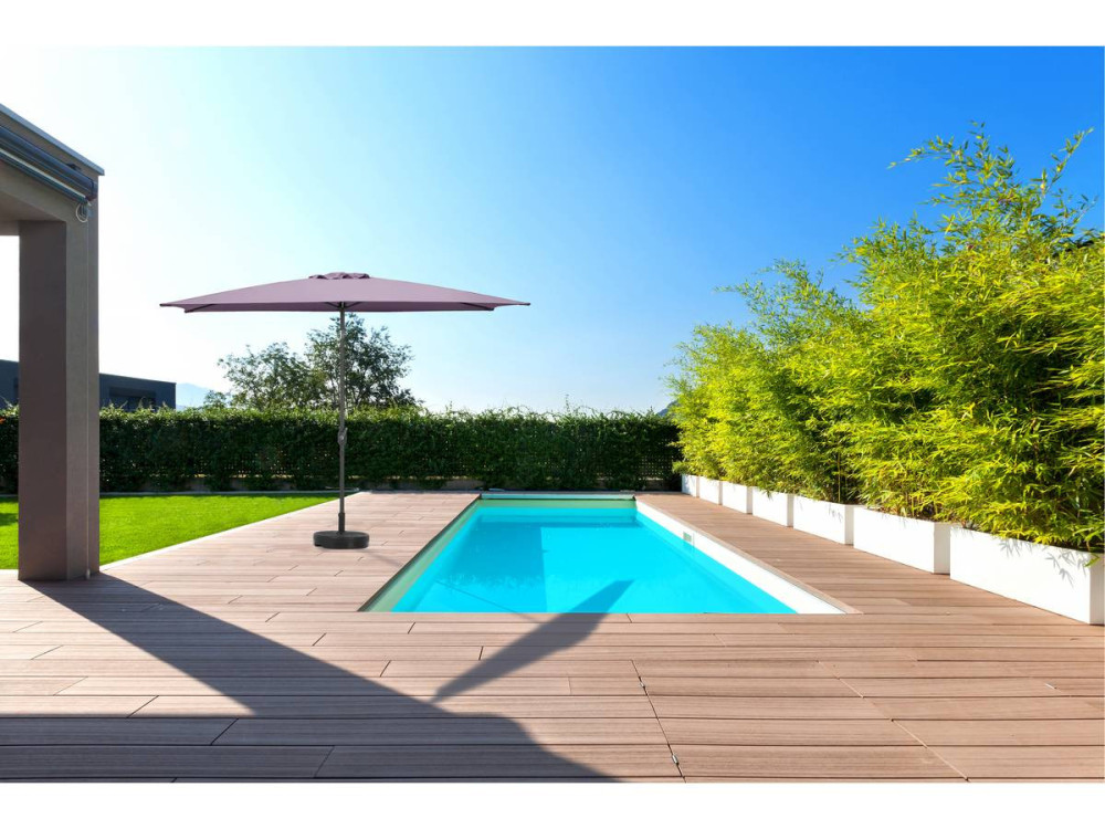 Ombrellone da giardino "Sol 2" - Rettangolo - 2 x 3 m - Viola + base per ombrellone inclusa
