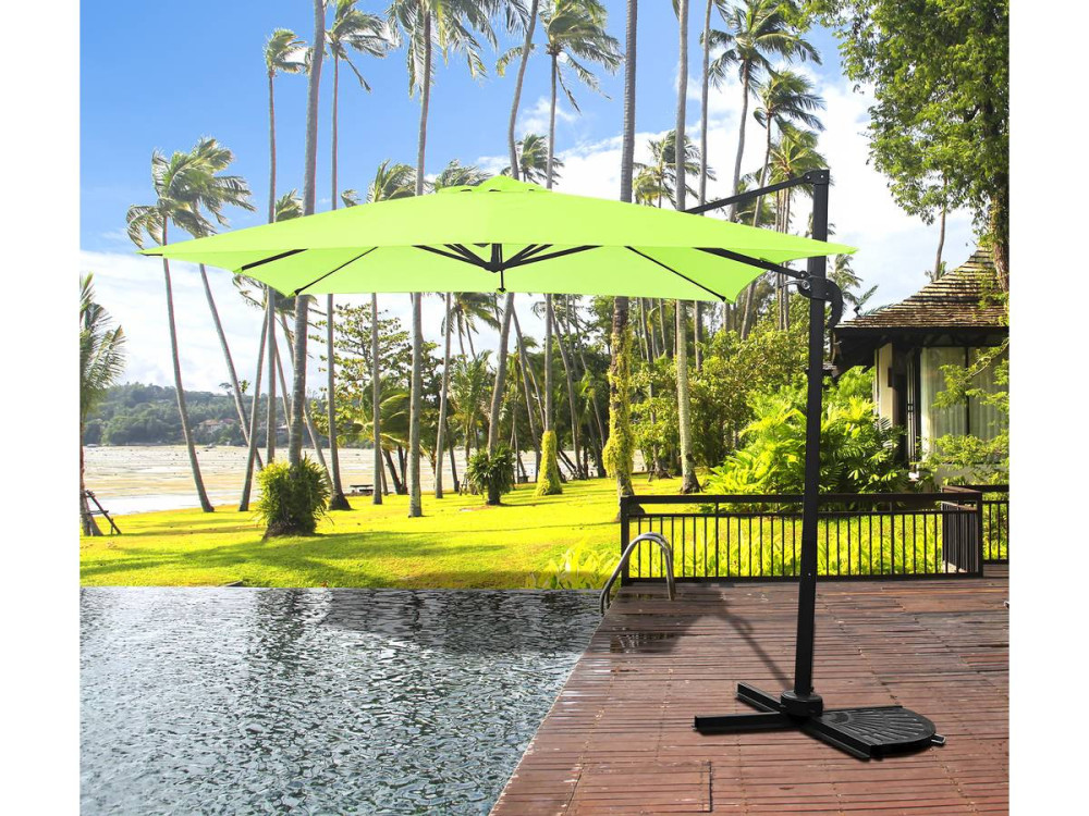 Ombrellone da giardino offset "Soleil" - Quadrato - 2,5 x 2,5 m - Verde + Copertura di protezione