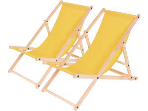 Set di 2 sedie a sdraio in legno "Chilean" - 107 x 56.5 x 81 cm - Giallo