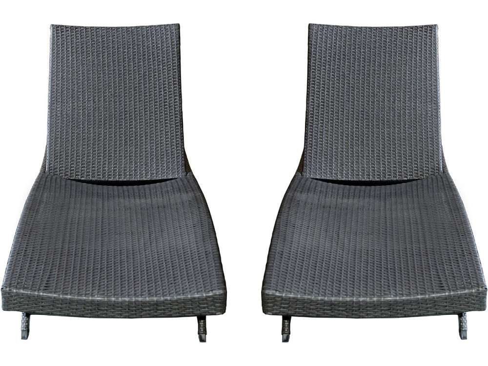 Set di 2 lettini prendisole in resina intrecciata "Arthur" - Marrone