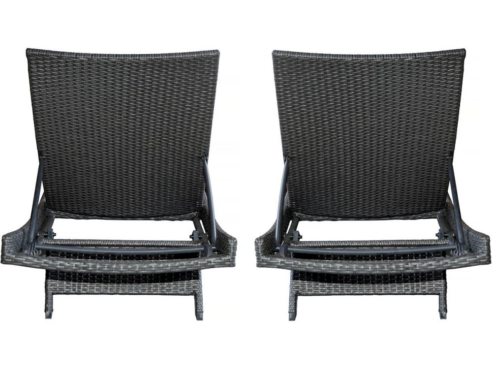 Set di 2 lettini prendisole in resina intrecciata "Arthur" - Marrone