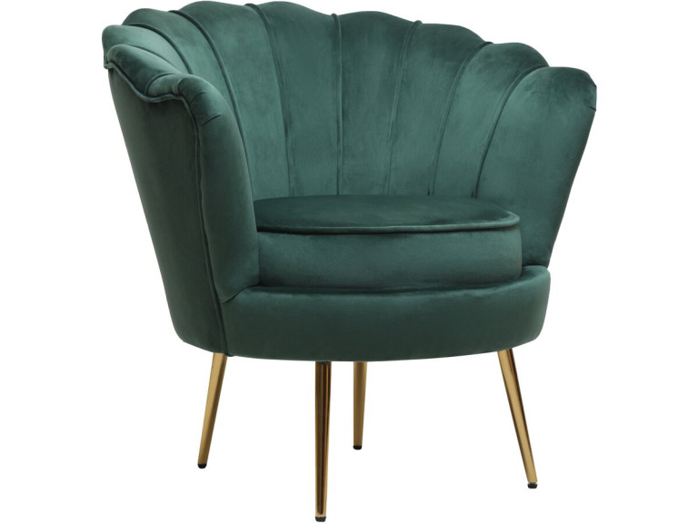 Poltrona "Floria" in velluto - 75 x 68 x 77,5 cm - Verde