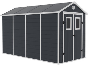 Casetta da giardino in resina "Texas" - 6,88 m² - Kit di ancoraggio incluso - Antracite