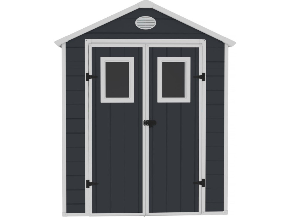 Casetta da giardino in resina "Texas" - 6,88 m² - Kit di ancoraggio incluso - Antracite