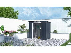 Casetta da giardino in metallo a pendenza unica "Austin" 2,43 m2 - Grigio 2