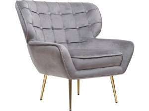 Poltrona "Austin" in velluto - 79 x 71 x 79,5 cm - Grigio