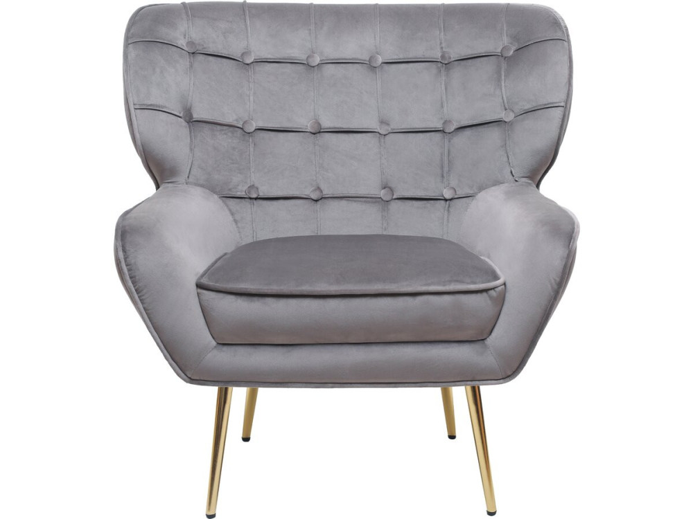 Poltrona "Austin" in velluto - 79 x 71 x 79,5 cm - Grigio