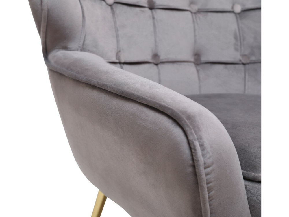 Poltrona "Austin" in velluto - 79 x 71 x 79,5 cm - Grigio