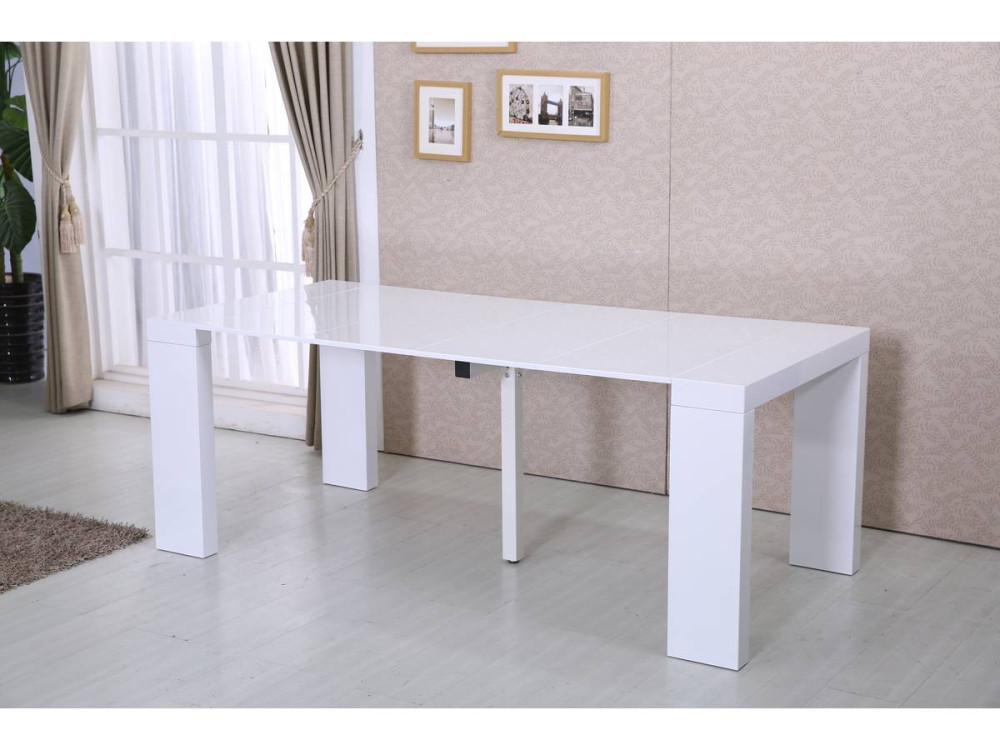 Tavolo da pranzo estensibile "Dina" - 200/40 x 94 x 75 cm - Bianco laccato