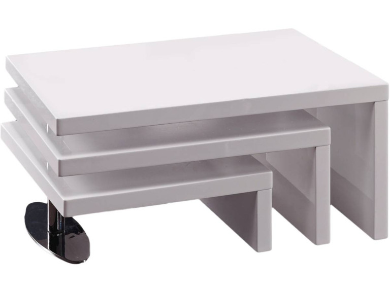 Tavolo basso design "Elysa" in MDF bianco laccato - 80 x 59 x 37,5 cm