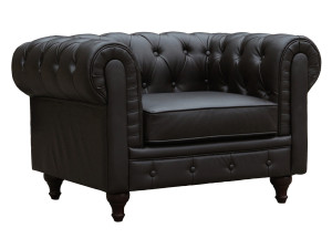 Poltrona Chesterfield "Aliza"- 111 x 82 x 70 cm - Marrone