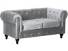 Divano fisso Chesterfield Velvet Sofa "Aliza" - 157 x 82 x 70 cm - 2 posti - Grigio