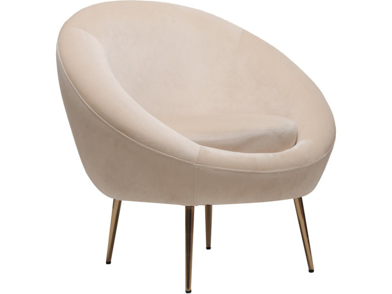 Poltrona "Cocon" in velluto - 77 x 74 x 77,5 cm - Beige