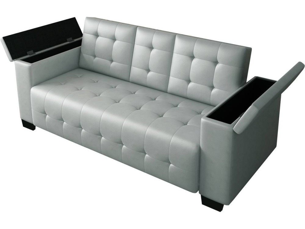 Divano letto trasformabile "Renarde" - 214 x 86 x 86 cm - 3 posti a sedere - Grigio - Contenitore