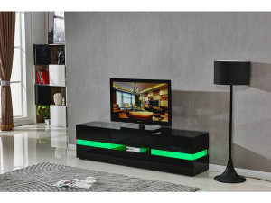 Mobile porta TV a LED "Vida" - 177 x 39 x 45 cm - Laccato nero 2