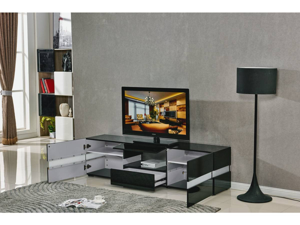 Mobile porta TV a LED "Vida" - 177 x 39 x 45 cm - Laccato nero