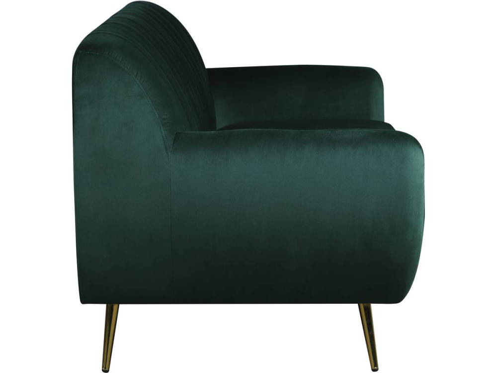 Divano fisso in velluto "Evans" - 195 x 84 x 82 cm - 3 posti a sedere - Verde scuro