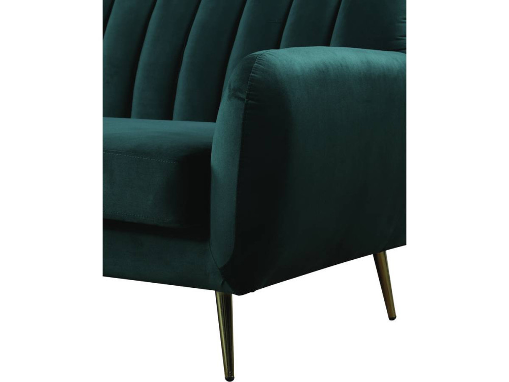 Divano fisso in velluto "Evans" - 195 x 84 x 82 cm - 3 posti a sedere - Verde scuro