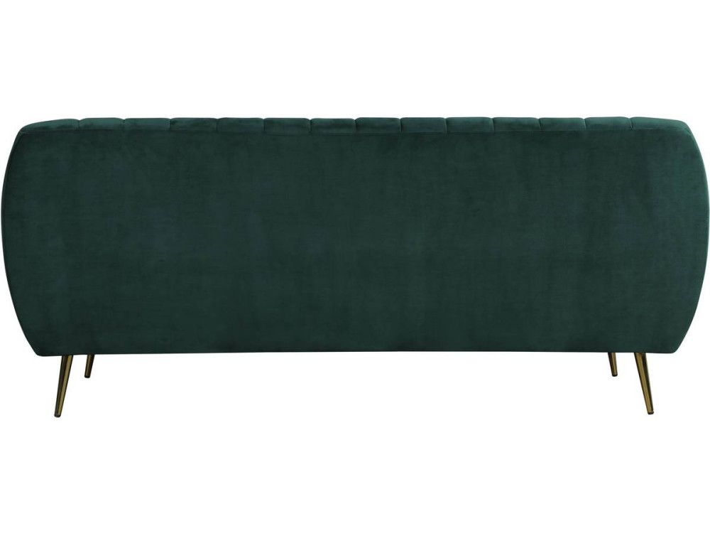 Divano fisso in velluto "Evans" - 195 x 84 x 82 cm - 3 posti a sedere - Verde scuro