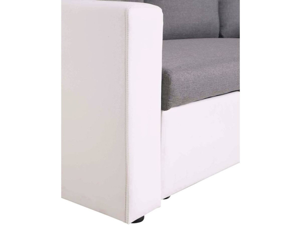 Divano ad angolo trasformabile con contenitore "Alain" - 221 x 145 x 85 cm - 3 posti a sedere - Grigio / Bianco
