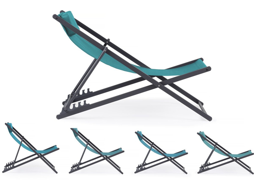 Set di 2 sedie in acciaio Textilene - con poggiatesta - blu