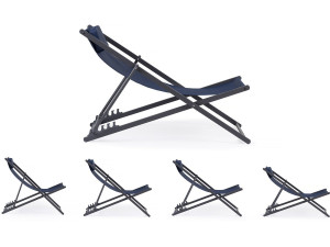 Set di 2 sedie in acciaio Textilene - Con poggiatesta - Blu notte 2