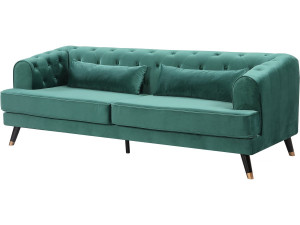 Divano in velluto "Gloria" - 216 x 86 x 76 cm - 3 posti - Verde scuro