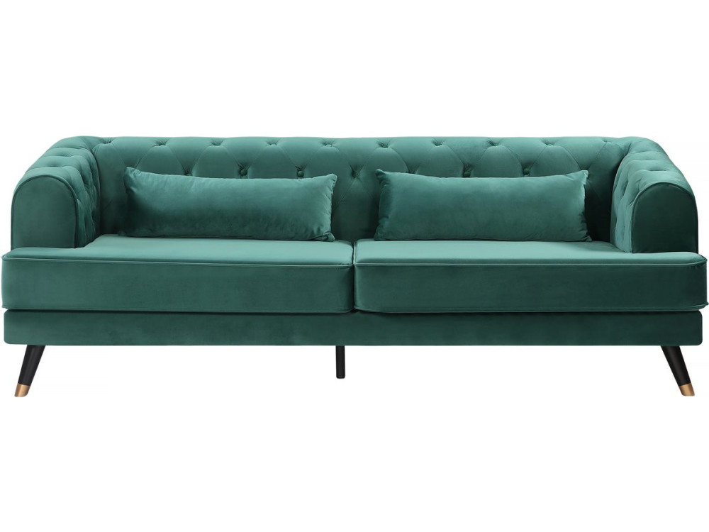 Divano in velluto "Gloria" - 216 x 86 x 76 cm - 3 posti - Verde scuro