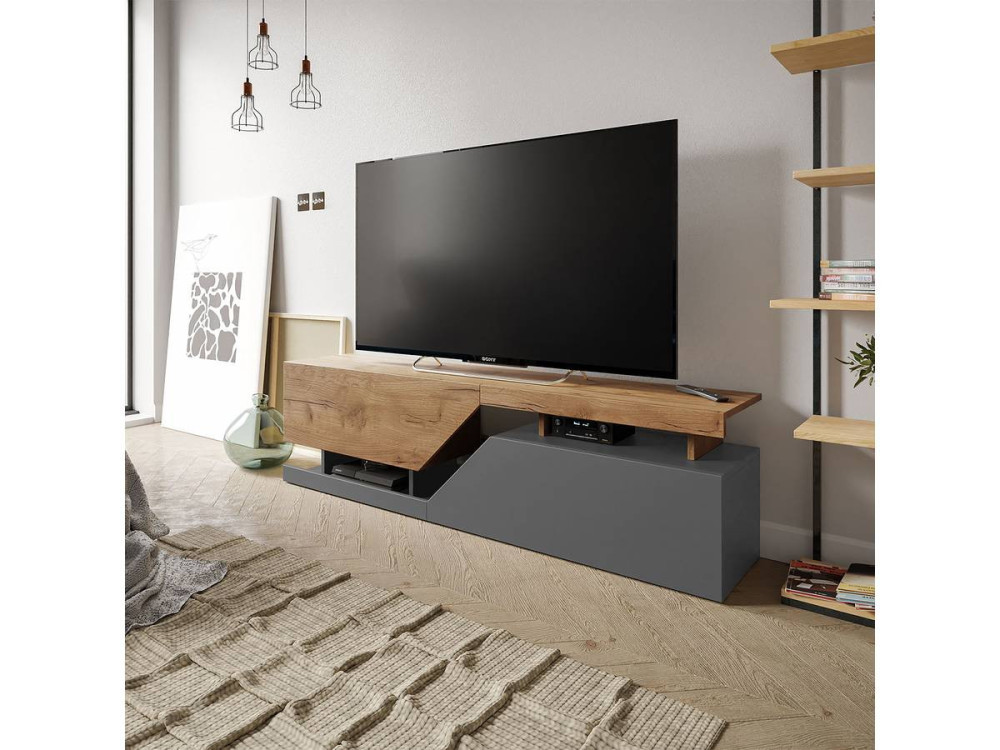 Mobile TV "Ceelias" -160 x 46 x 35 cm - Grigio/Marrone
