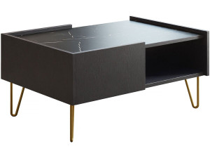 Tavolino "Karine" - 97 x 65 x 45 cm - Effetto nero/marmo