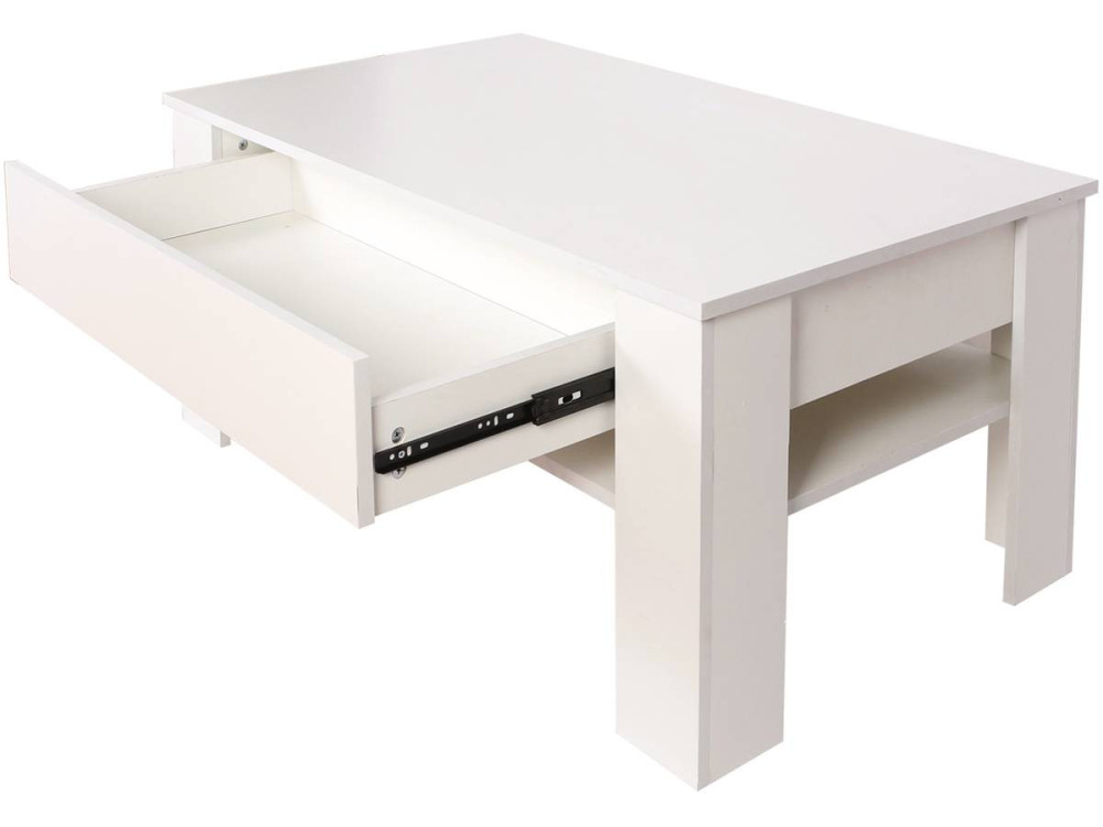 Tavolino rettangolare con cassetti "Joy" - Bianco