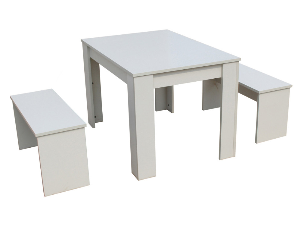 Tavolo con 2 sgabelli "Tino" - 110 x 74 x 70 cm - Bianco
