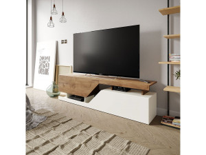 Mobile TV "Ceelias" - 160 x 46 x 35 cm - Bianco/Marrone 2