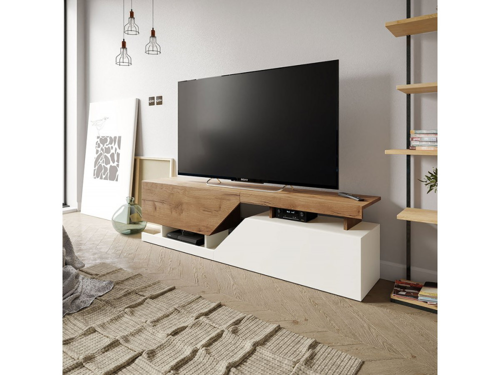 Mobile TV "Ceelias" - 160 x 46 x 35 cm - Bianco/Marrone