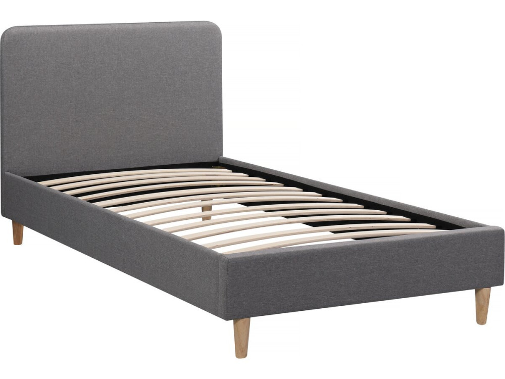 Letto singolo in tessuto "Louise" 90 x 190 cm - Grigio