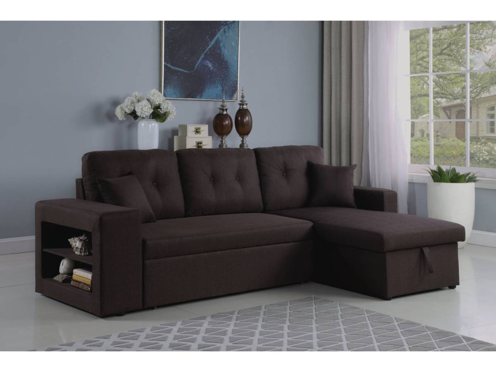 Divano ad angolo "Axel" trasformabile / reversibile - 3 posti - Marrone