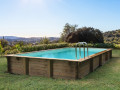 Kit piscina rettangolare in legno "Sunrise" - 8,20 x 5,20 x 1,44 m
