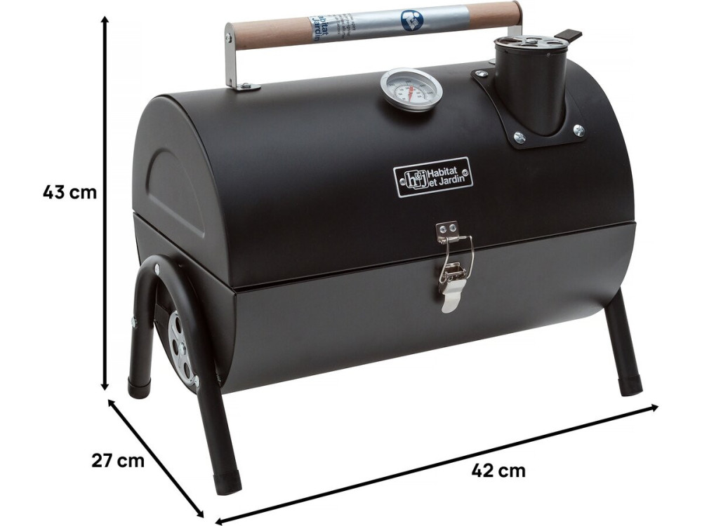 Barbecue charbon portable "Captain" - 42 x 27 x 43 cm - Noir