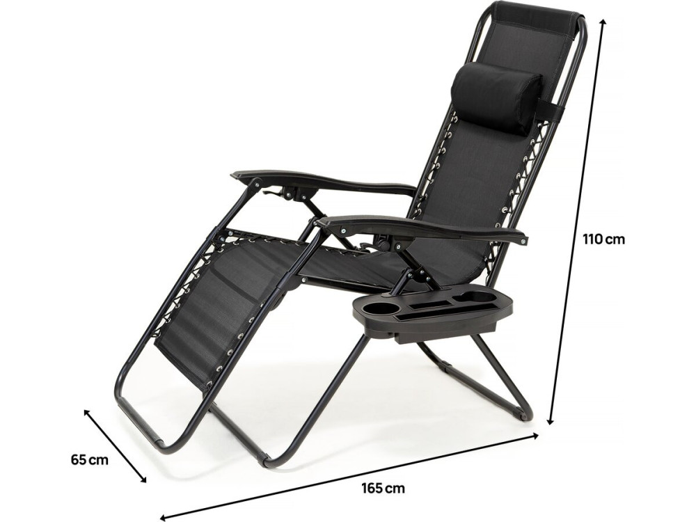 Lot de 2 fauteuil de jardin relax pliable "Caro" - Noir