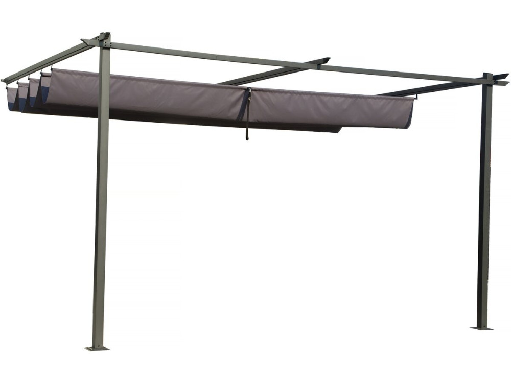 Pergola adossée toit rétractable -  3 x 4 m - gris anthracite