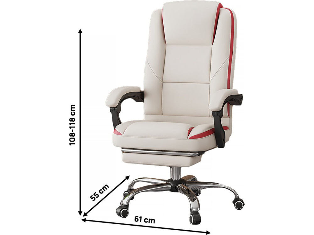 Sedia da ufficio in ecopelle con poggiapiedi "Maissa" - Beige