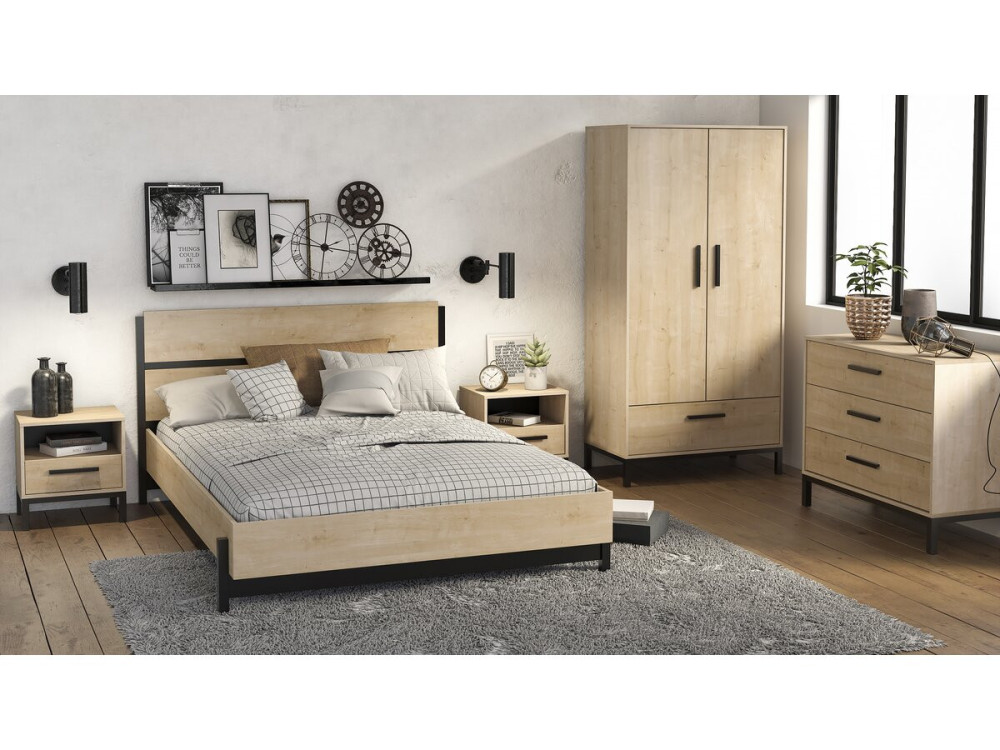 Letto matrimoniale "Craft" - Legno - 160 x 200 cm - Marrone