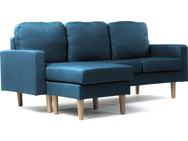 Divano angolare reversibile in tessuto "Gabby" - 3 posti - Blu
