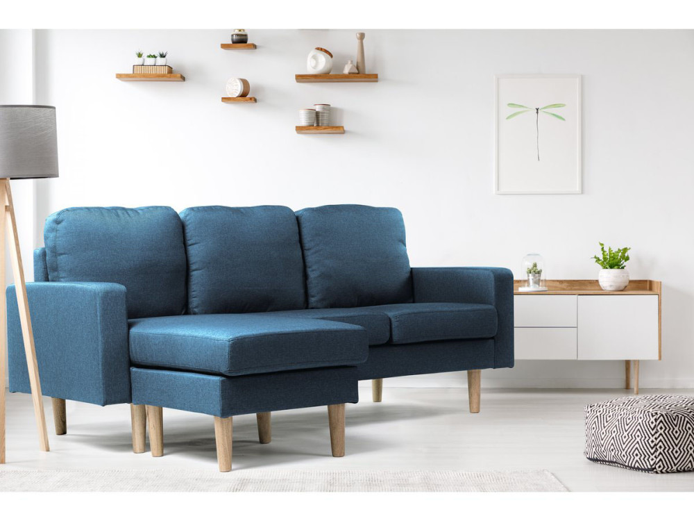 Divano angolare reversibile in tessuto "Gabby" - 3 posti - Blu