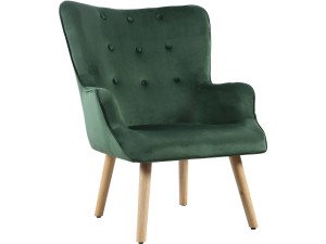 Poltrona in velluto stile scandinavo "Odense" - 73 x 81 x 92,5 cm - 1 posto - Verde