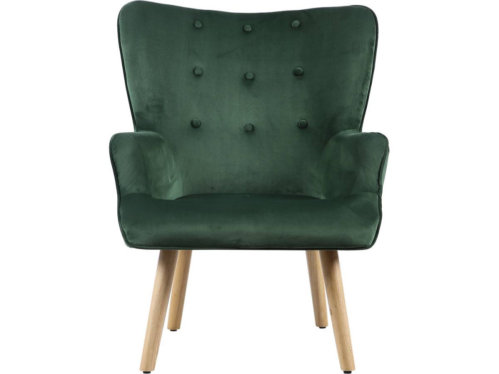 Poltrona in velluto stile scandinavo "Odense" - 73 x 81 x 92,5 cm - 1 posto - Verde