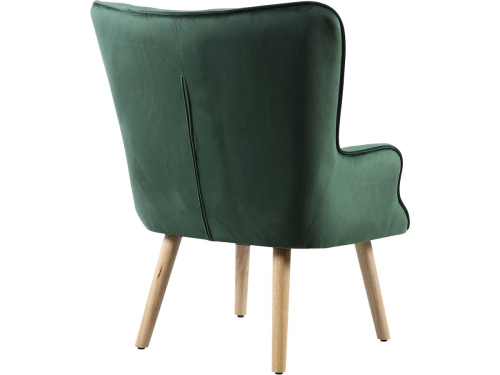 Poltrona in velluto stile scandinavo "Odense" - 73 x 81 x 92,5 cm - 1 posto - Verde
