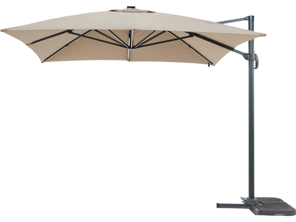 Ombrellone da giardino decentrato con illuminazione a LED Alu "Sole 3 Luxe" - Quadrato - 3 x 3 m - Talpa