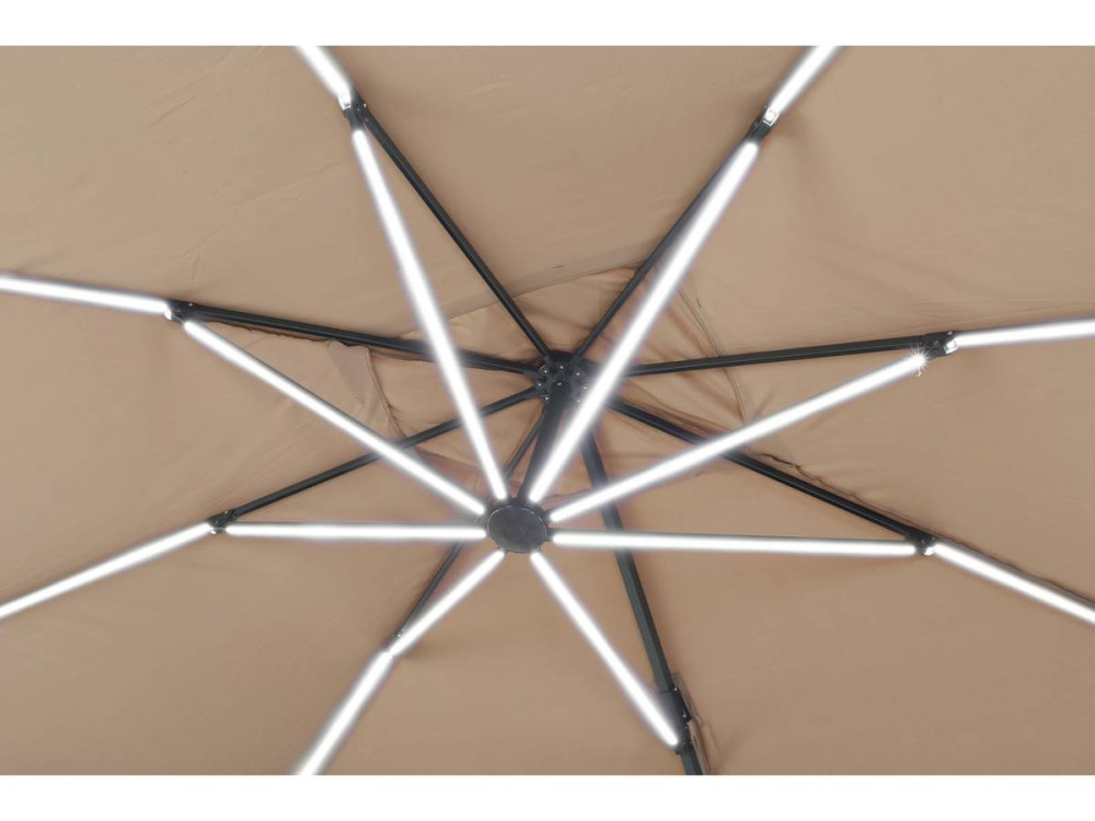 Ombrellone da giardino decentrato con illuminazione a LED Alu "Sole 3 Luxe" - Quadrato - 3 x 3 m - Talpa